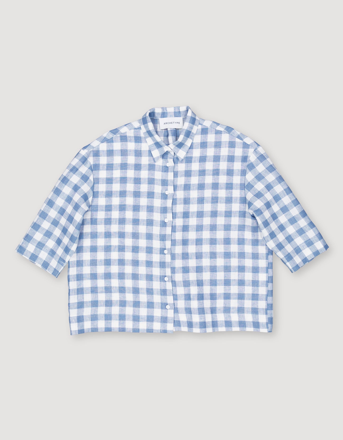 LOOSE LINEN BLOUSE CHECK