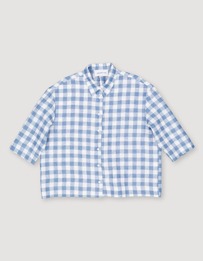 LOOSE LINEN BLOUSE CHECK
