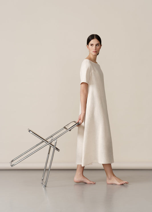 LINEN A-LINE DRESS