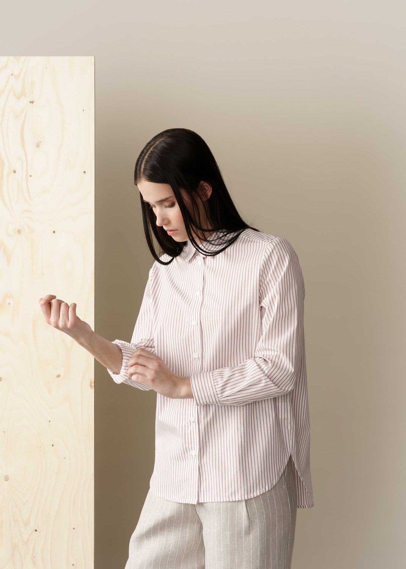 COTTON BASIC SHIRT RED STRIPES