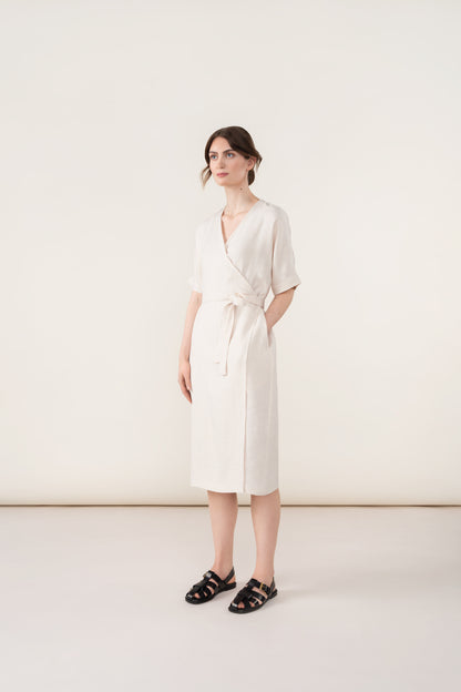 LINEN WRAP DRESS