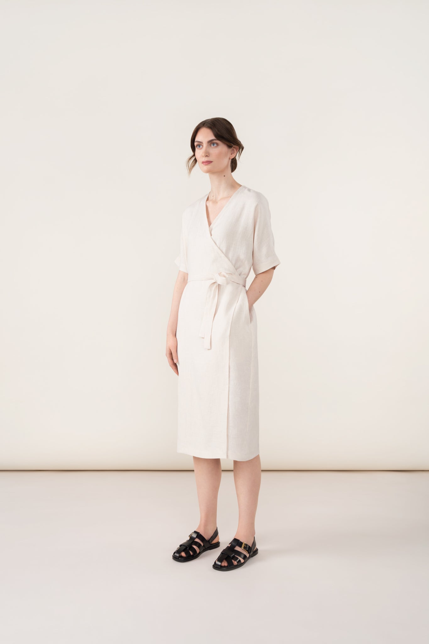 LINEN WRAP DRESS