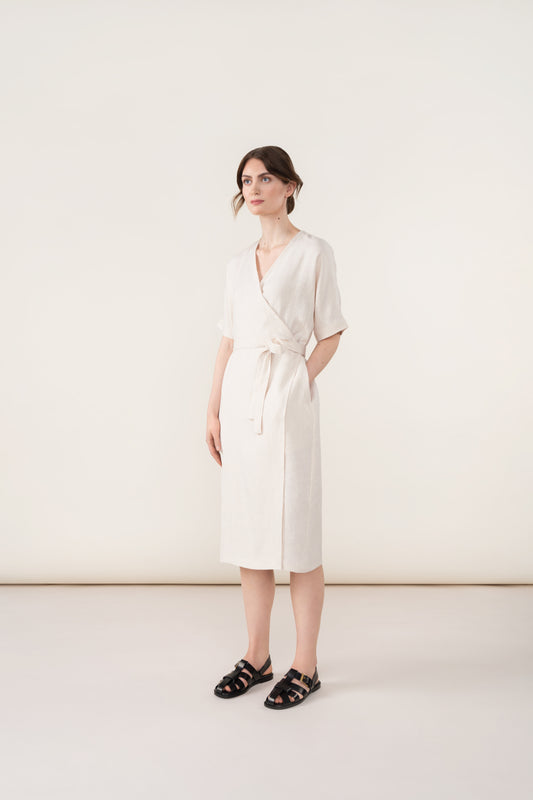 LINEN WRAP DRESS