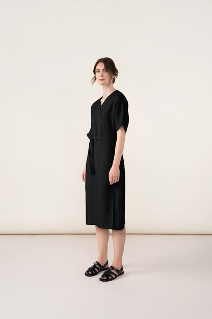 LINEN WRAP DRESS