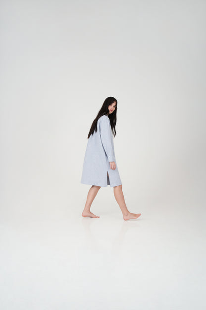 LINEN & COTTON SHIRT DRESS
